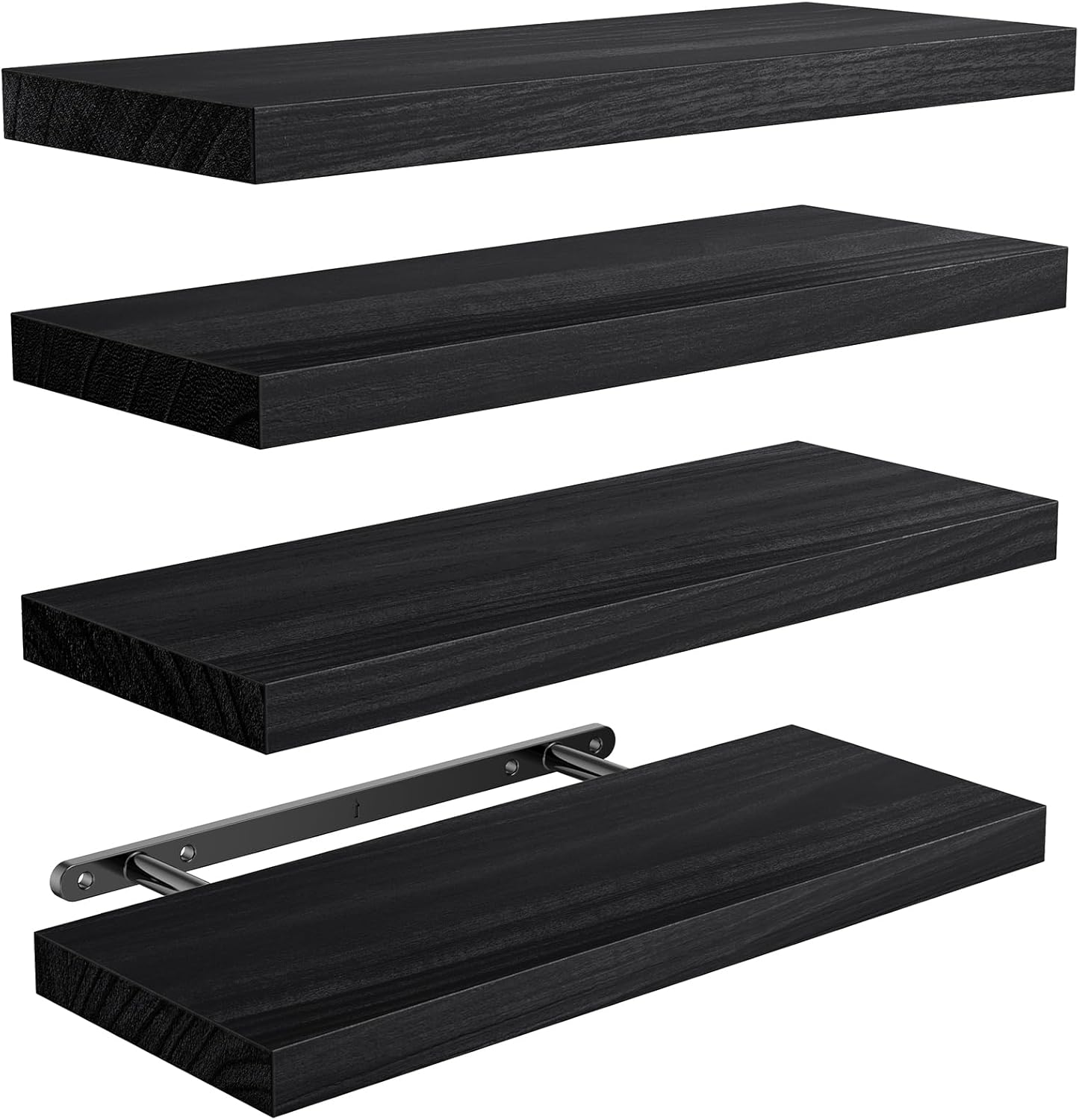 Amada Homefurnishing Floating Shelves, Paulownia Wood Wall Shelves for Living Room/Bedroom/Kitchen/Home Office, Wood Floating Shelf for Home Storage & Organization, Set of 4, 15.75″L x 5.91″W x 0.98″H