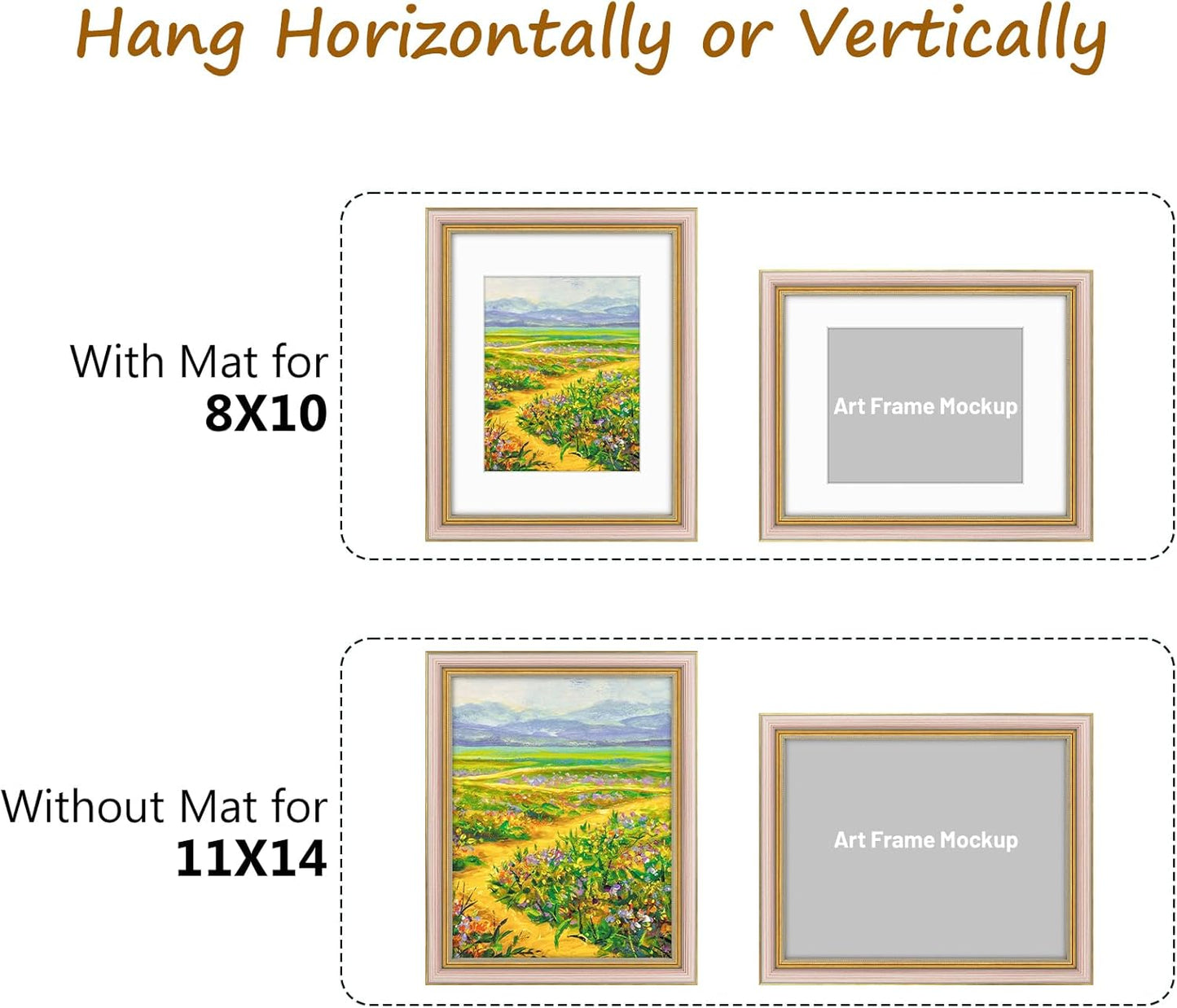 Golden State Art,11x14 Ornate Picture Frame for 8x10 Photo with Mat or 11 x 14 Prints without Mat,Real Glass Wall Display(Color:Green Gold)