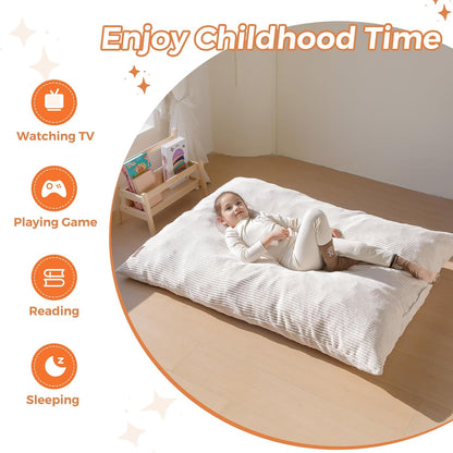 MAXYOYO 3 in 1 Kids Bean Bag Chair Couch, Convertible Chair Folds from Bean Bag to Lounger, Child Floor Sofa for Gaming, Reading, Floor Mattress with High-Density Foam Filling