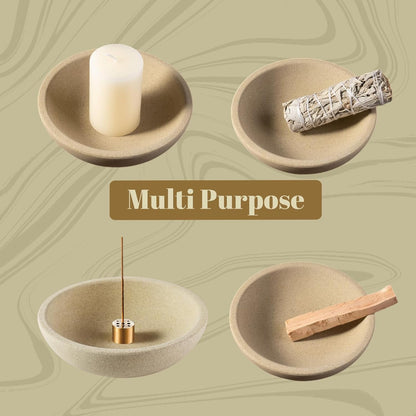 Koville Natural Marble Incense Holder, Incense Holder for Sticks with 9 Holes, Handmade Incense Burner Ash Catcher for Meditation Yoga SPA, Balsam Fir/Palo Santo/Sage/Cone (Green)