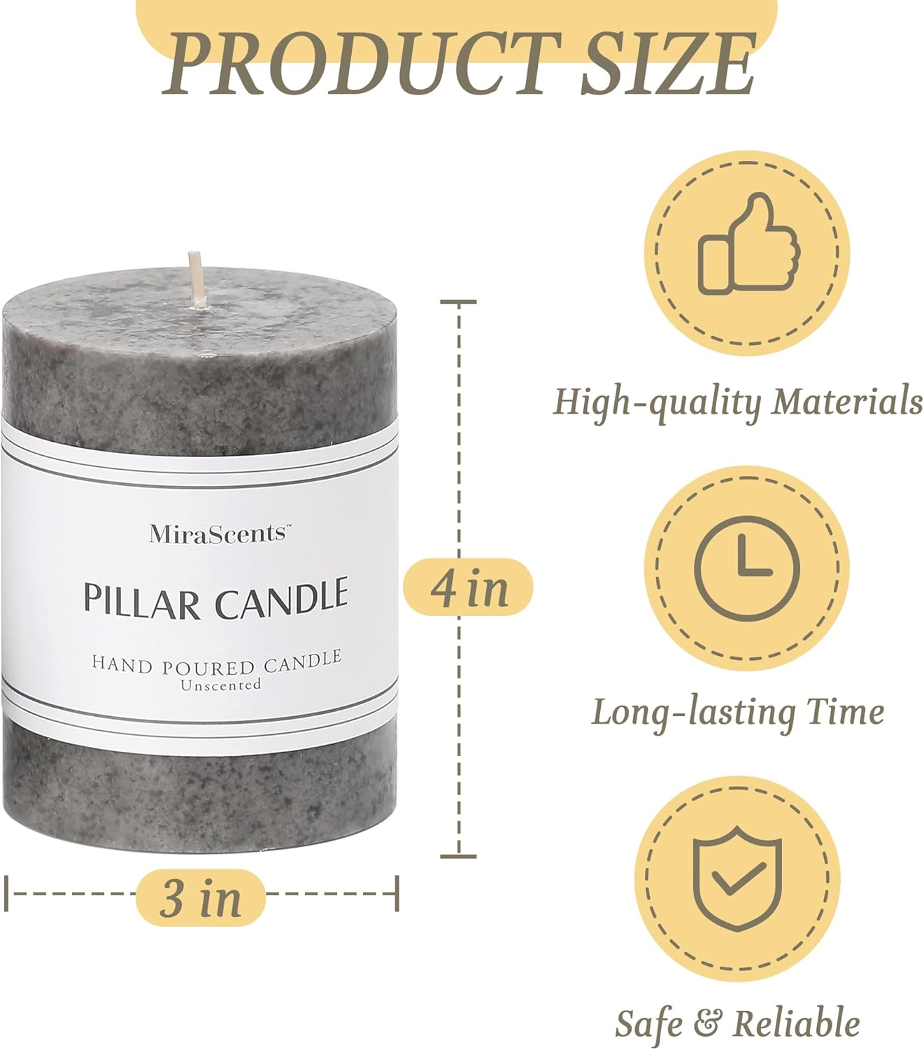 3x4 inch Green Pillar Candles Set of 3, Unscented Pillar Candle, Dripless and Smokeless Large Candles, Candle for Home Decor, Dinner Table,Weddings, Holidays