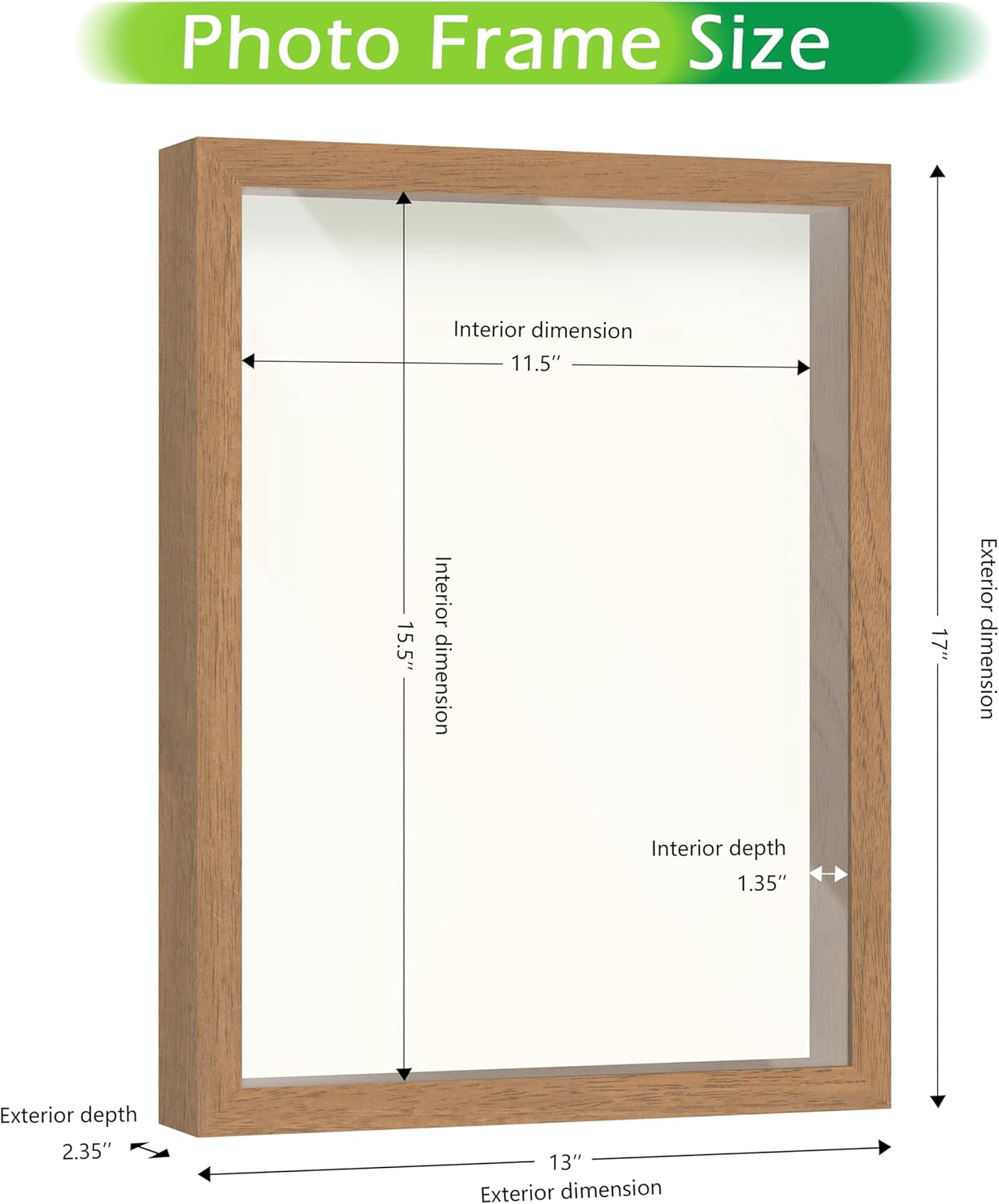 FrameWorks 11” x 14” Dark Oak Wooden Shadow Box Frame – Display Case with Soft Felt Back, Memory Box with Tempered Glass, Display Box with Elegant White Ball Push Pins, Wooden Flower Box