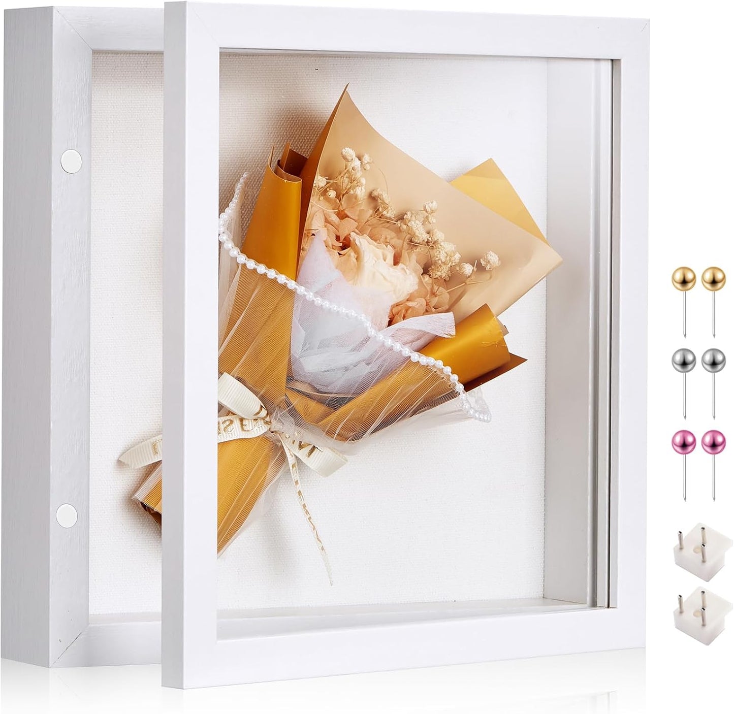 8x10 Deep Shadow Box Picture Frame Display Case with Linen Back and Stand,Real Glass Black Shadow Memory Box Frame 8x10 for Flower Baby Pet Wedding Photo Art Craft Memorial Wall Decor Gift