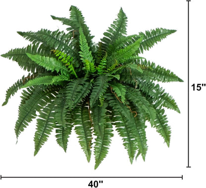 Nearly Natural 48in Artificial Boston Fern (Set of 2), Large Faux Greenery with 67 Lifelike Fronds for Indoor Wall, Shelf, and Home Office Decor