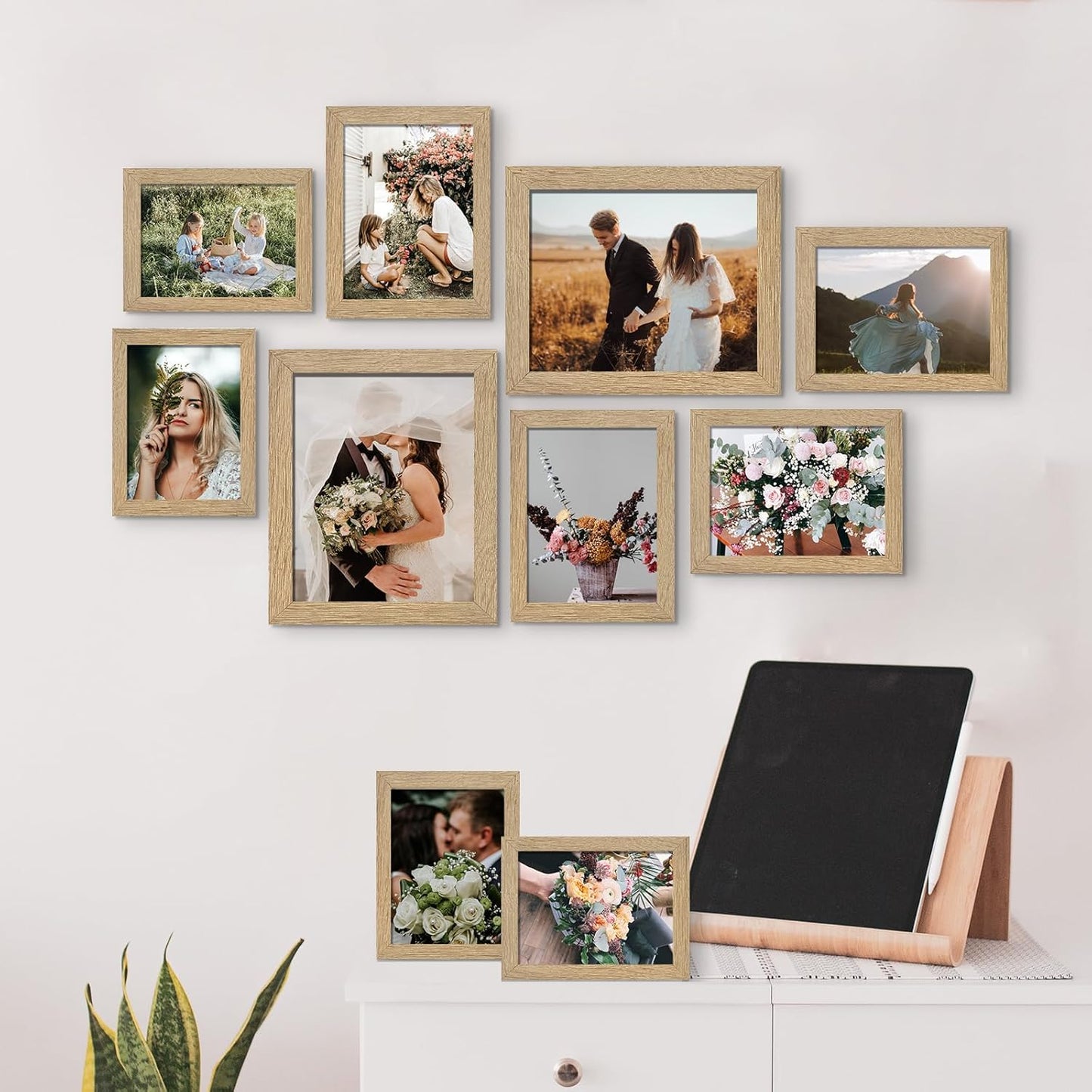 LUCKYLIFE Picture Frames Collage Wall Decor 10-Pack, Gallery Wall Frame Set with 8x10 5x7 4x6 Frames in 3 Different Finishes
