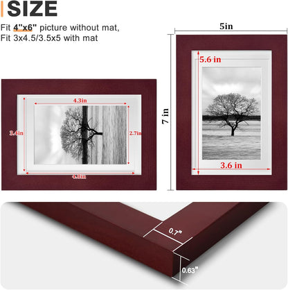 Egofine 12x16 Picture Frame Black, Covered by Plexiglass Made of Solid Wood, Display Pictures 9x12 and 11x14 with Mat or 12x16 Without Mat, for Wall Mounting Photo Frame - Colors A