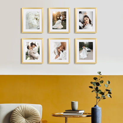 upsimples 8x10 Picture Frame, Display Pictures 5x7 with Mat or 8x10 Without Mat, Wall Hanging Photo Frame, Black, 1 Pack - Colors A