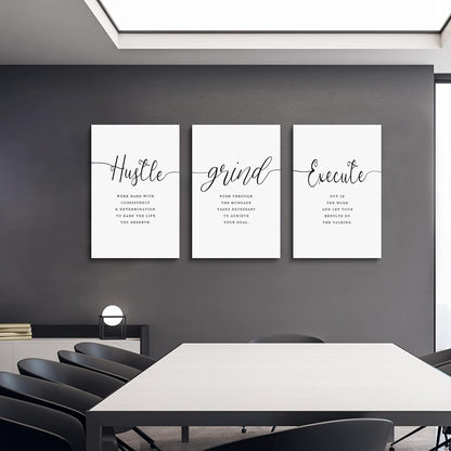 Inspirational Canvas Painting Wall Art -EPHANY ART,Mindset Quotes Prints, Success Framed Entrepreneur Poster Positive Quotes Wall Poster for Home Office Workplace (M-3pcs,12x16inchx3pcs)