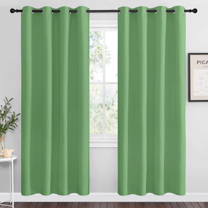 NICETOWN Halloween Pitch Black Solid Thermal Insulated Grommet Blackout Curtains/Drapes for Bedroom Window (2 Panels, 42 inches Wide by 63 inches Long, Black) - Colors D