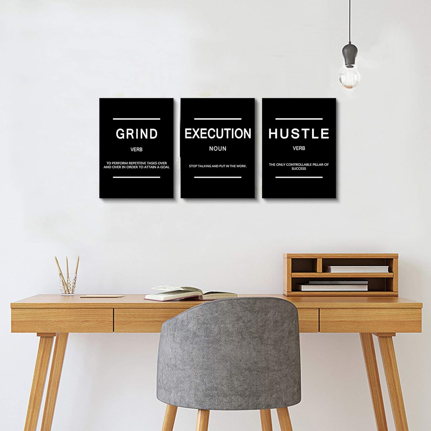 Inspirational Canvas Painting Wall Art -EPHANY ART,Mindset Quotes Prints, Success Framed Entrepreneur Poster Positive Quotes Wall Poster for Home Office Workplace (M-3pcs,12x16inchx3pcs)