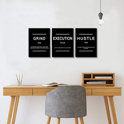 Inspirational Canvas Painting Wall Art -EPHANY ART,Mindset Quotes Prints, Success Framed Entrepreneur Poster Positive Quotes Wall Poster for Home Office Workplace (M-3pcs,12x16inchx3pcs)