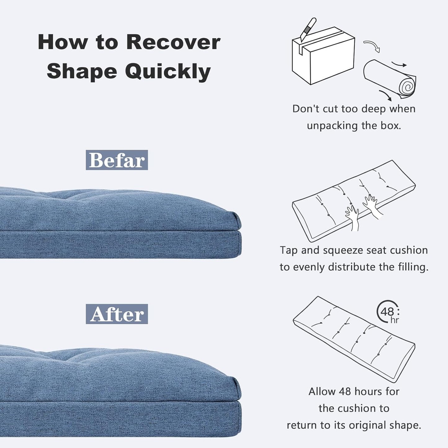 baibu 40 Inch Dual-Layer Patent Design Memory Foam Bench Cushion, Non-Slip Indoor Bench Cushion Standard Size Foam Pad with Machine Washable Cover (Dark Grey, 40x16x3in)