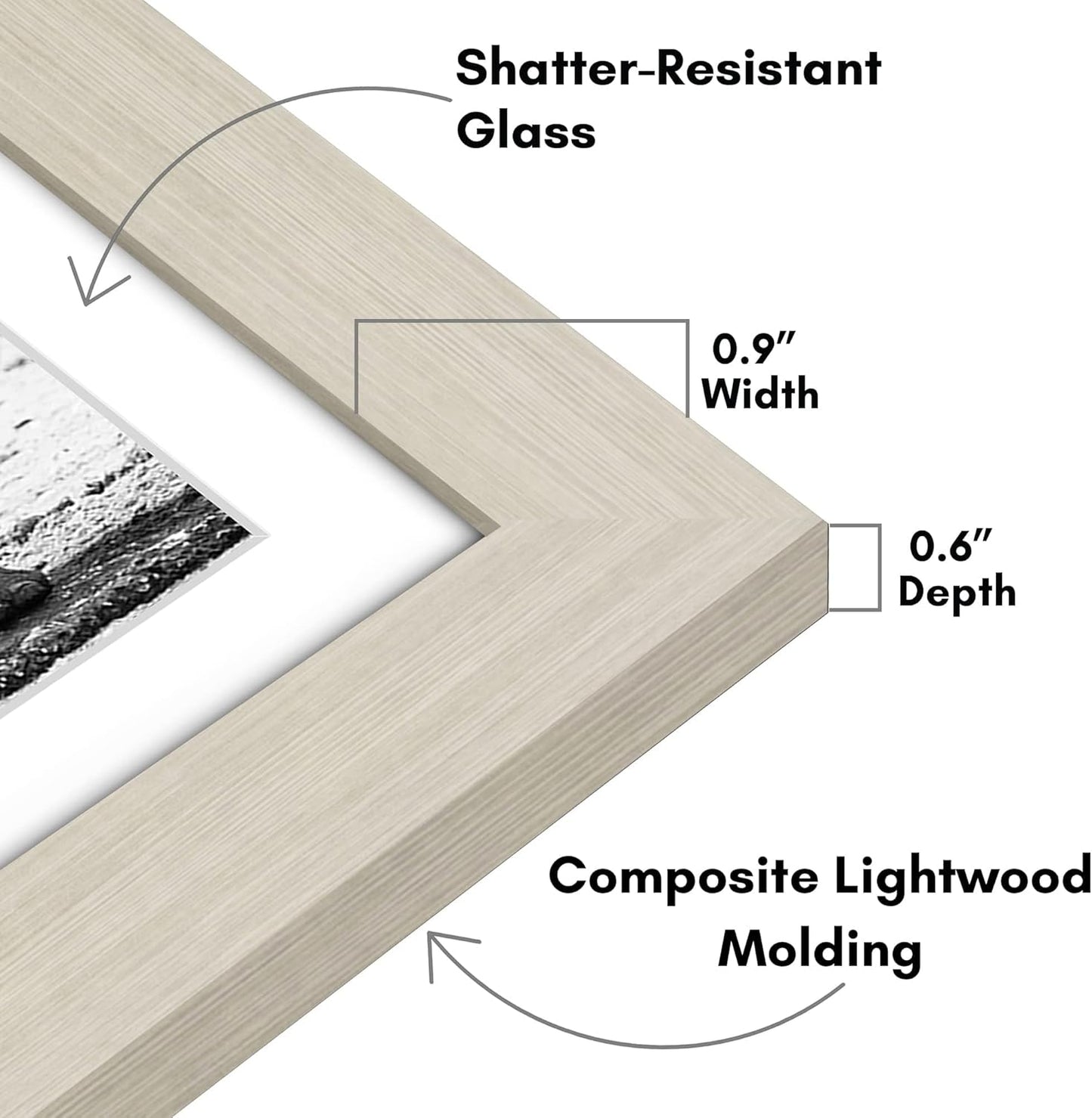 Americanflat 8x10 Picture Frame with Shatter-Resistant Glass - Use as 5x7 Frame with Mat or Display 8x10 Photo Without Mat - Signature Collection - Picture Frames for Tabletop and Wall Display - Black