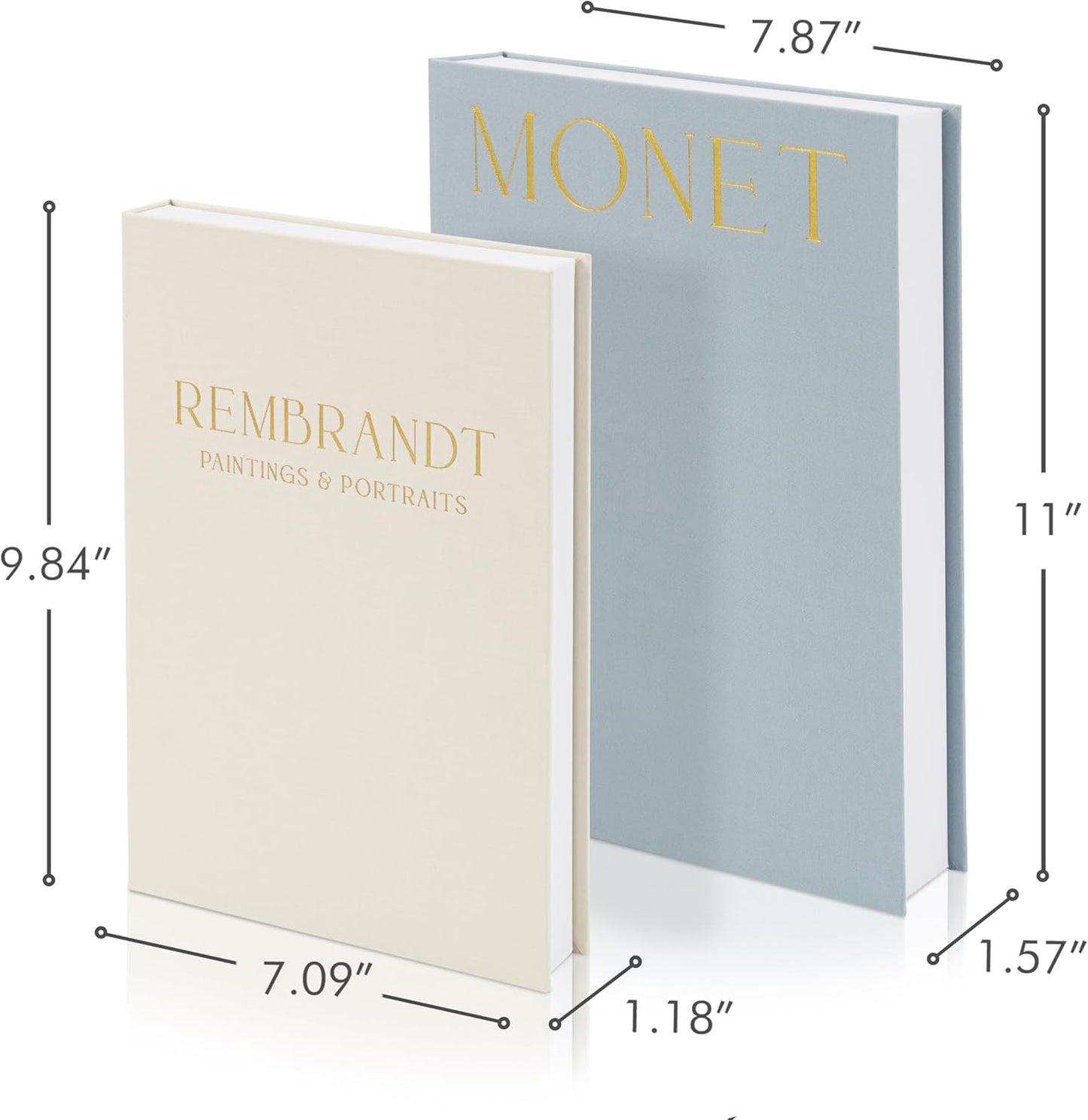 ZICOTO Set of 2 Beautiful Decorative Linen Books - Aesthetic Faux/Fake Books for Modern Home Decoration on Coffee Table, Bookshelf or Mantel - Stylish Keepsake Box and Photo Storage Solution