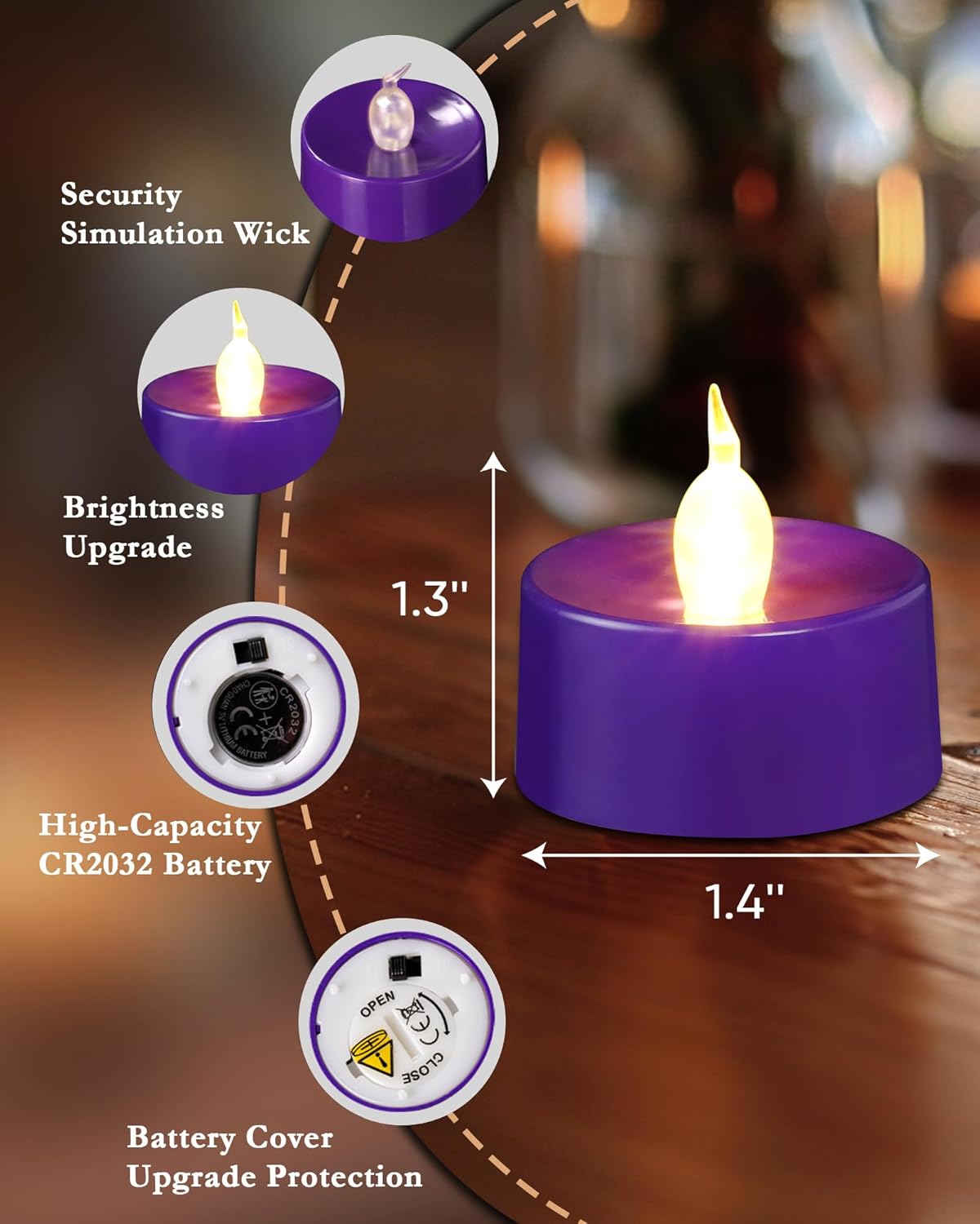 merrynights LED Candles, Tea Lights Candles Battery Operated Bulk, 50-Pack Long-Lasting 200 Hours Flameless Tealight Candles, Realistic Tea Lights for Christmas Halloween Wedding, 1.5'' D X 1.25'' H