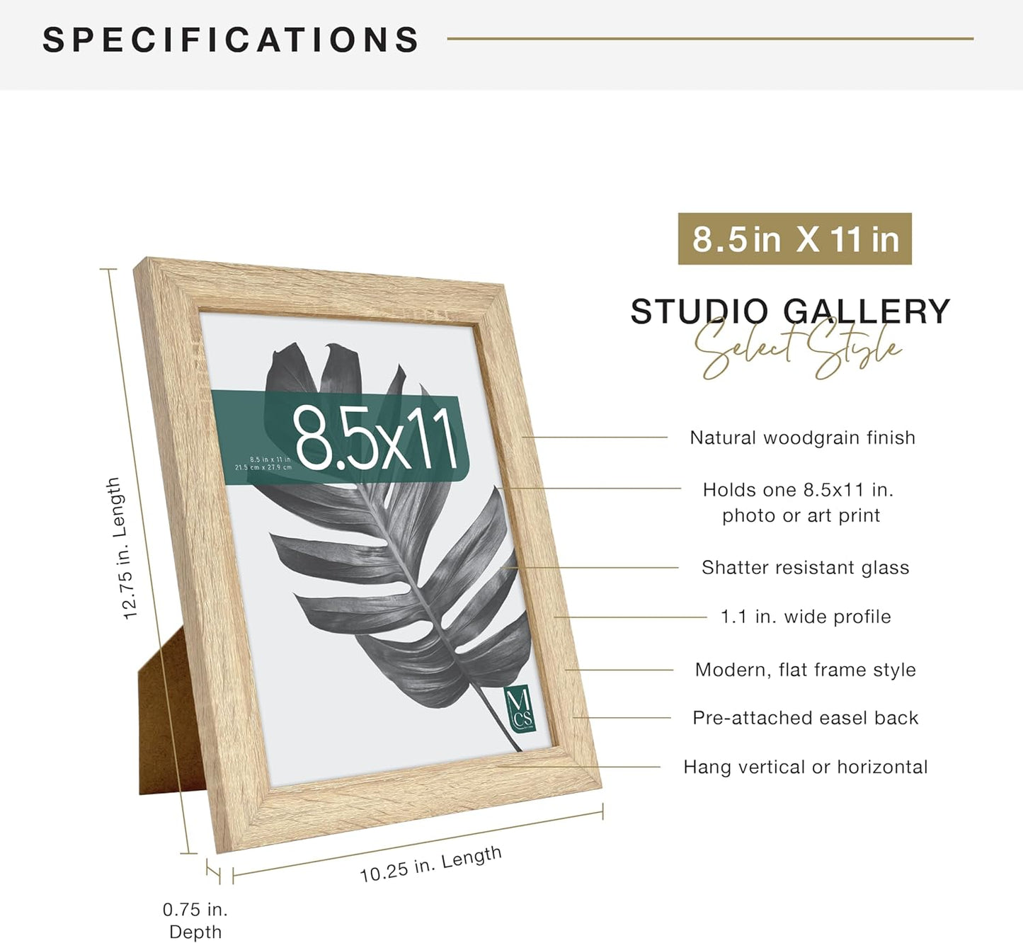MCS Studio Gallery 16x24 Poster Frame Black Woodgrain Engineered Wood, Vertical & Horizontal Wall Hanging Large Picture Frame for Photos, Posters & Art Prints (1-Pack)