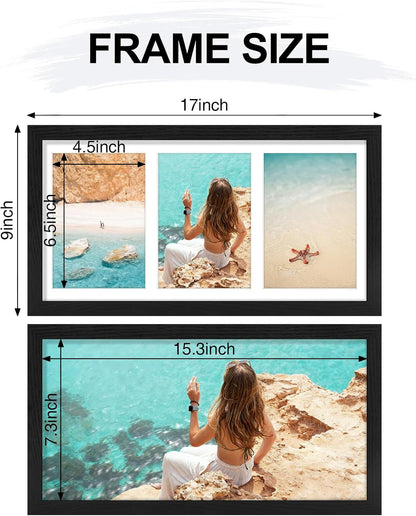 Vittanly 11x14 Collage Picture Frame, Displays 5Pcs 4x6 Pictures with Mat or 1Pcs 11x14 without Mat for Wall Mounting, Picture Frames Collage Wall Decor in Black, 1 Pack