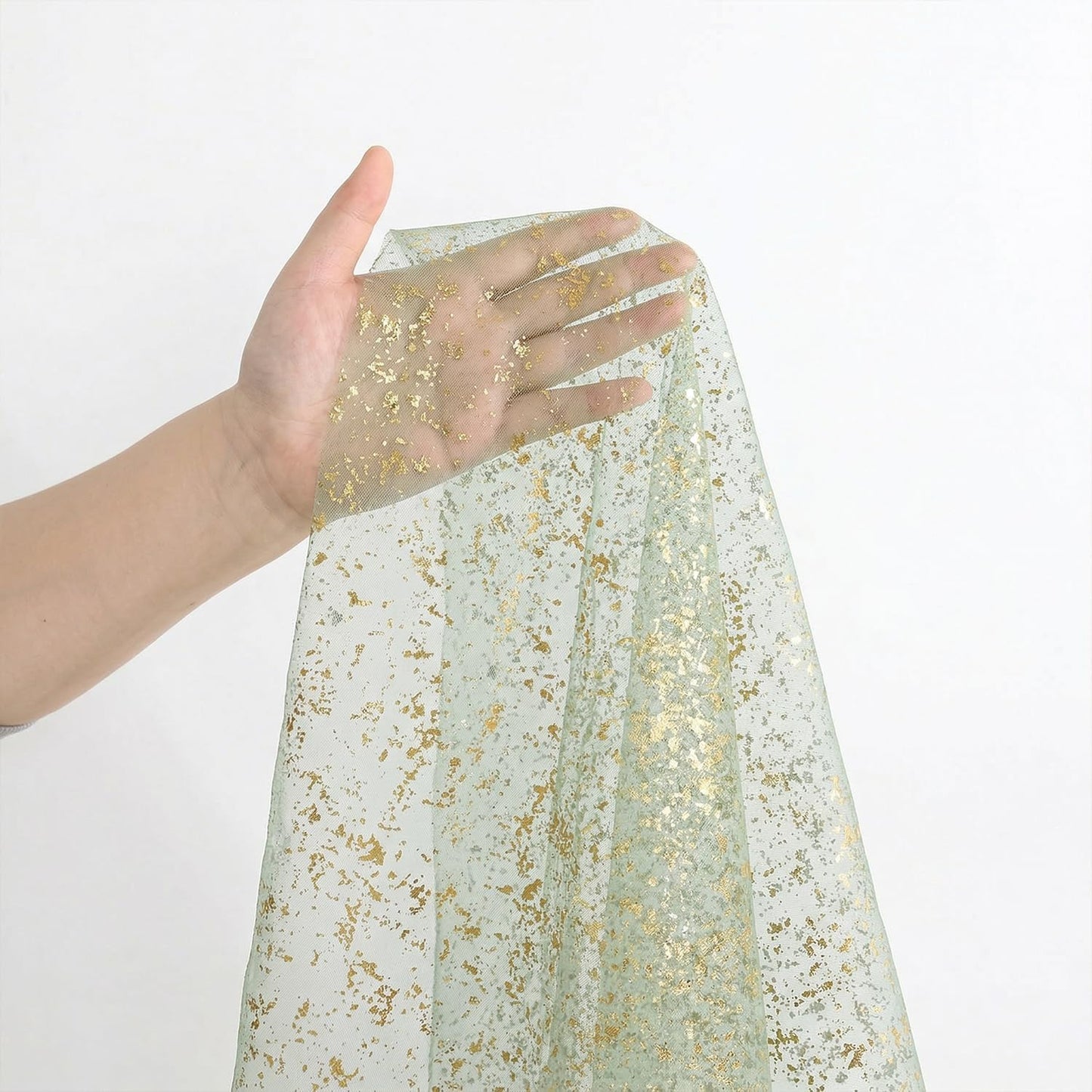 Artoid Mode Beige Gold Gauze Table Runner 120 Inch 10FT, Glitter Metallic Foil Sheer Dining Wedding Anniversary Holiday Birthday Table Decor for Home Party