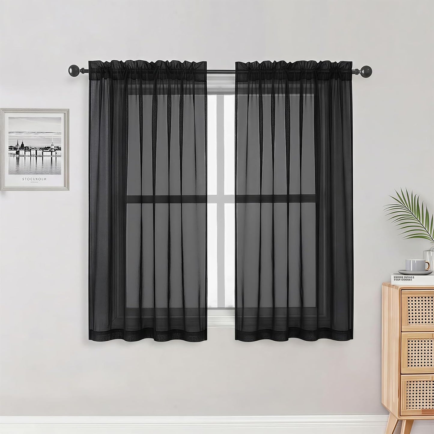 OWENIE Sheer Curtains 84 inches Long 2 Panels Set for Living Room/Bedroom, Rod Pocket Voile Sheer Panel Drapes, White, 2pcs, Each 42" W x 84" L - Colors B