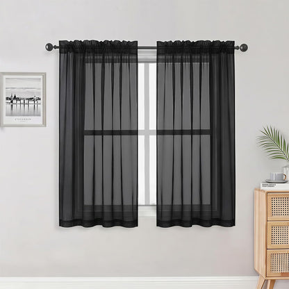 OWENIE Sheer Curtains 84 inches Long 2 Panels Set for Living Room/Bedroom, Rod Pocket Voile Sheer Panel Drapes, White, 2pcs, Each 42" W x 84" L - Colors B