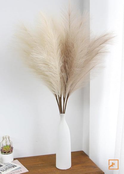 ZIFTY 7-Pcs 38"/3.1FT Faux Pampas Grass Large Tall Fluffy Artificial Fake Flower Bedroom Decor Boho Decor Bulrush Reed Grass for Vase Filler Farmhouse Home Wedding Decor (Beige Mixed)