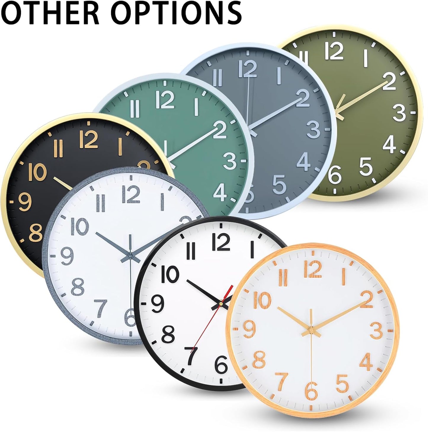 Wall Clocks Battery Operated 8 inch Modern Wall Clock,Silent Non Ticking Wall Clock for Living Room Bedroom Kitchen Office Classroom Decor (Green White)