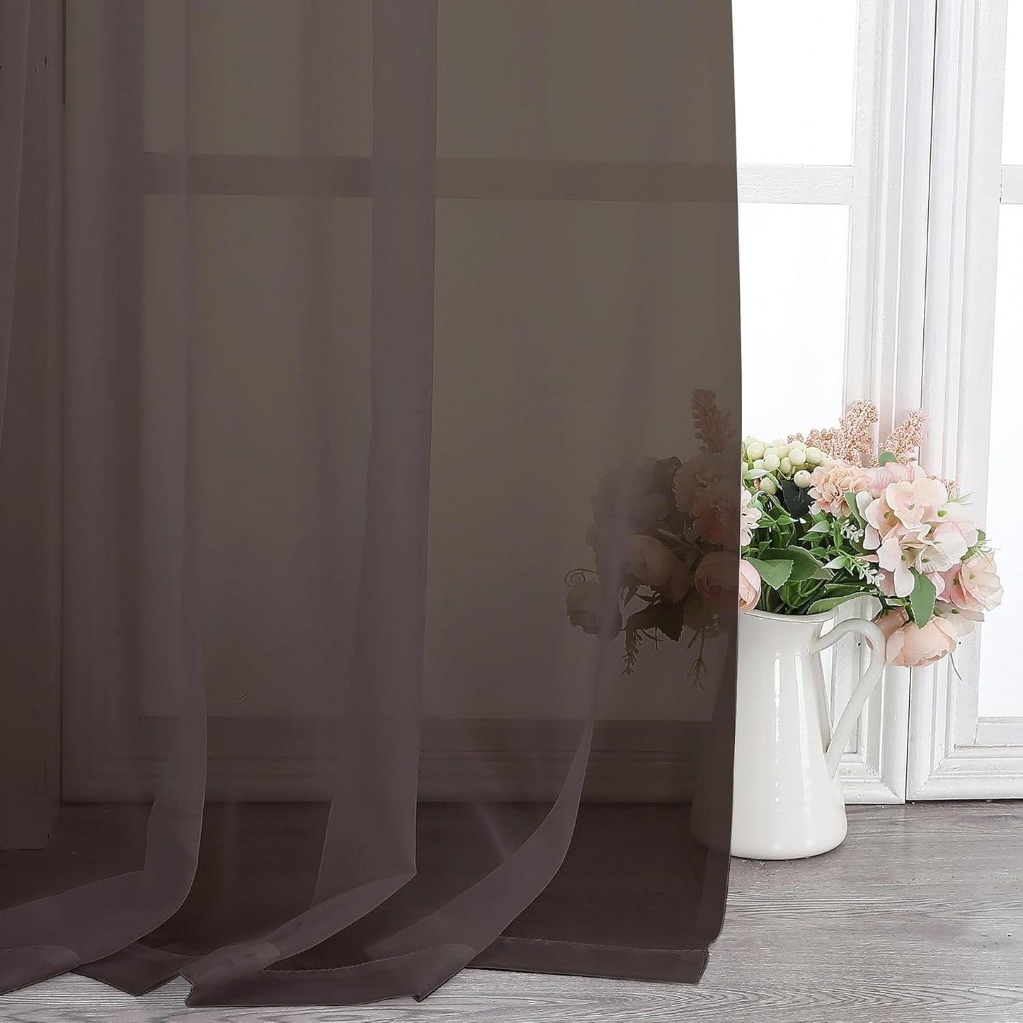 Chyhomenyc Sheer White Valances for Windows 2 Pack, Small Window Curtains for Living Room Bathroom Cafe Laundry Basement, Modern Top Dual Rod Pocket Voile Curtain, 42W x 14L inches, White - Colors B