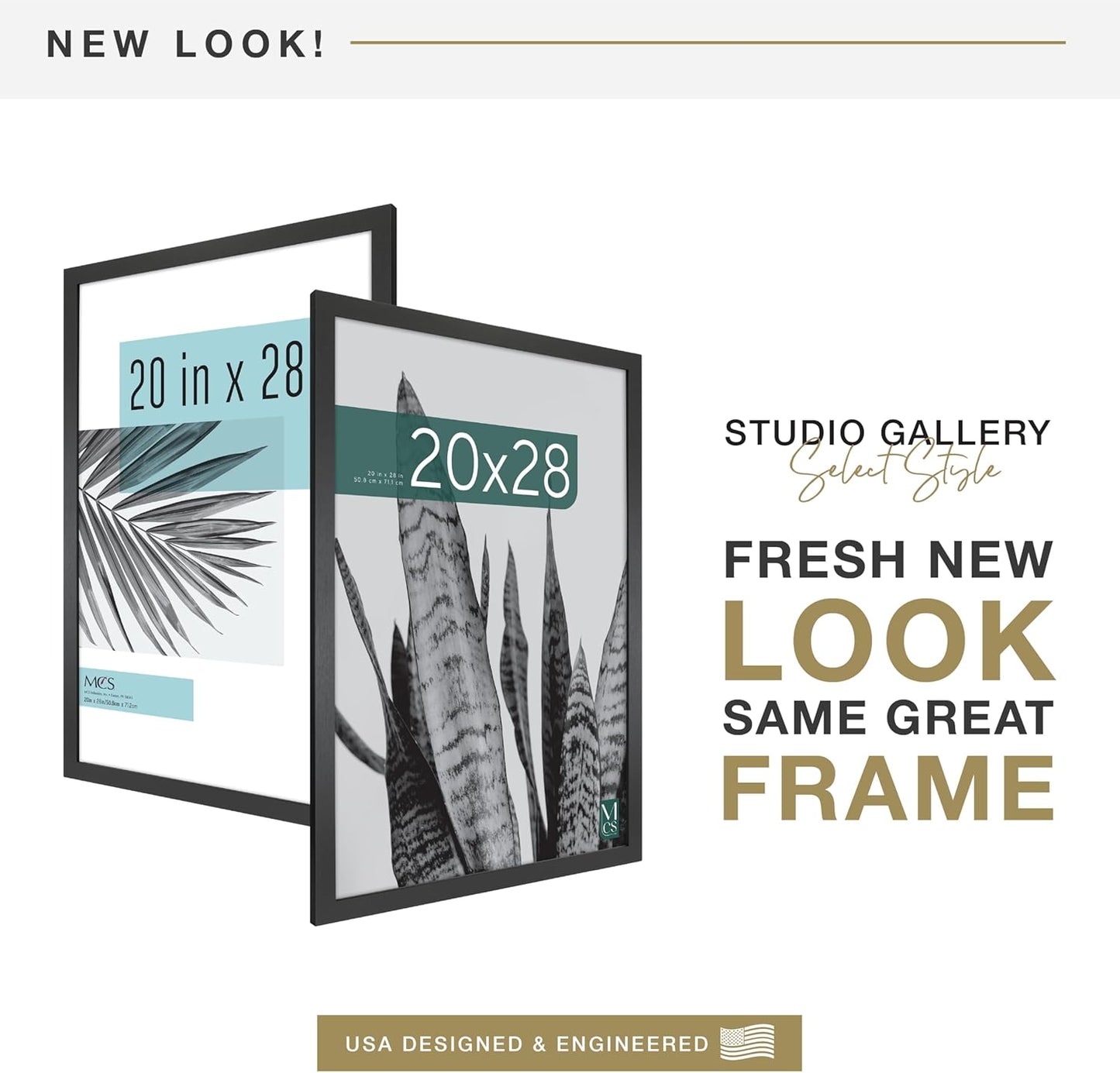 MCS Studio Gallery 16x24 Poster Frame Black Woodgrain Engineered Wood, Vertical & Horizontal Wall Hanging Large Picture Frame for Photos, Posters & Art Prints (1-Pack)