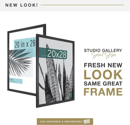 MCS Studio Gallery 16x24 Poster Frame Black Woodgrain Engineered Wood, Vertical & Horizontal Wall Hanging Large Picture Frame for Photos, Posters & Art Prints (1-Pack)