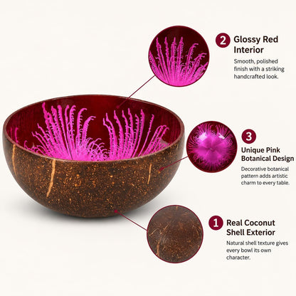 ChezMax Natural Coconut Bowl with Mother of Pearl Inlays - Key Bowl & Fruit Snack Holder (Blue-Gold)