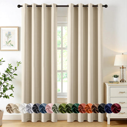 MIULEE Blackout Curtains for Bedroom Living Room 2 Panels, Thermal Insulated Room Darkening Drapes Grommet Noise Reducing Light Blocking Window Treatments 63 Inches Long 40x63 Inch Black - Colors B