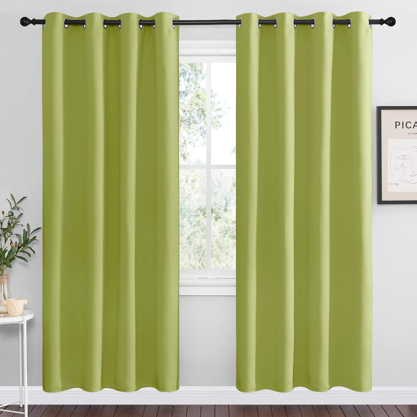 NICETOWN Halloween Pitch Black Solid Thermal Insulated Grommet Blackout Curtains/Drapes for Bedroom Window (2 Panels, 42 inches Wide by 63 inches Long, Black) - Colors B