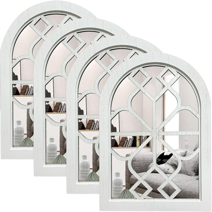 ZEXUIRU 4 Set. Rustic Wall Mirrors for Bedroom Bathroom Living Room Entryway Wood Farmhouse Square Easy to Hang Framed Decorative Accent Hanging Wall-Mounted Mirror Set for Living Room - Black
