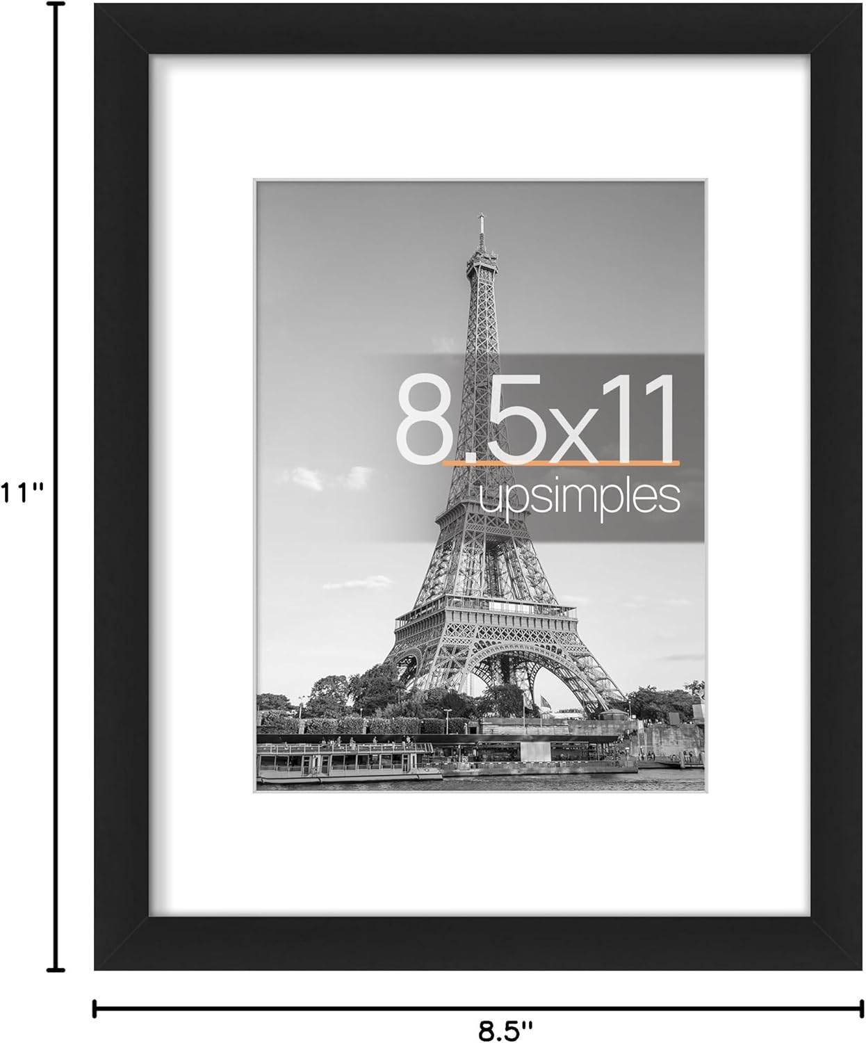 upsimples 8x10 Picture Frame, Display Pictures 5x7 with Mat or 8x10 Without Mat, Wall Hanging Photo Frame, Black, 1 Pack - Colors B