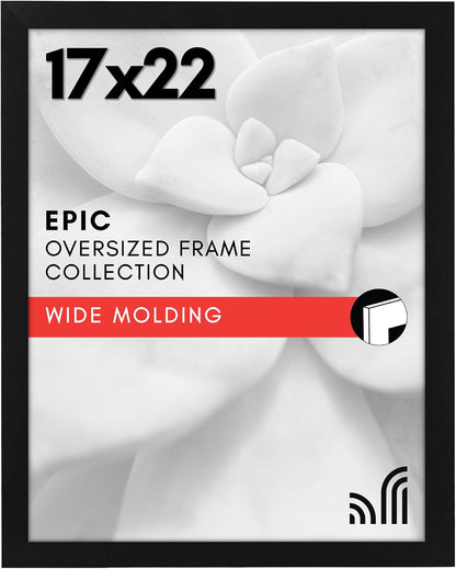 Americanflat 16x20 Picture Frame with Polished Plexiglass - Black Picture Frame - Wide Photo Frames Made of Engineered Wood for Vertical or Horizontal Wall Display - Epic Collection - Black - Colors C