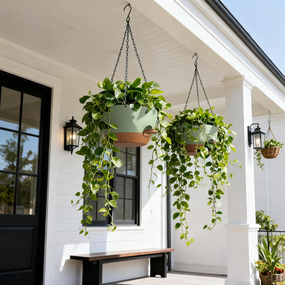 UOUZ 13 Inch 2 Pack Large Self Watering Hanging Planters for Indoor Outdoor Plants, Hanging Plant Pots with Removable 50 Oz Reservoir, Plastic Hanging Basket for Window Porch Garden Balcony, Black