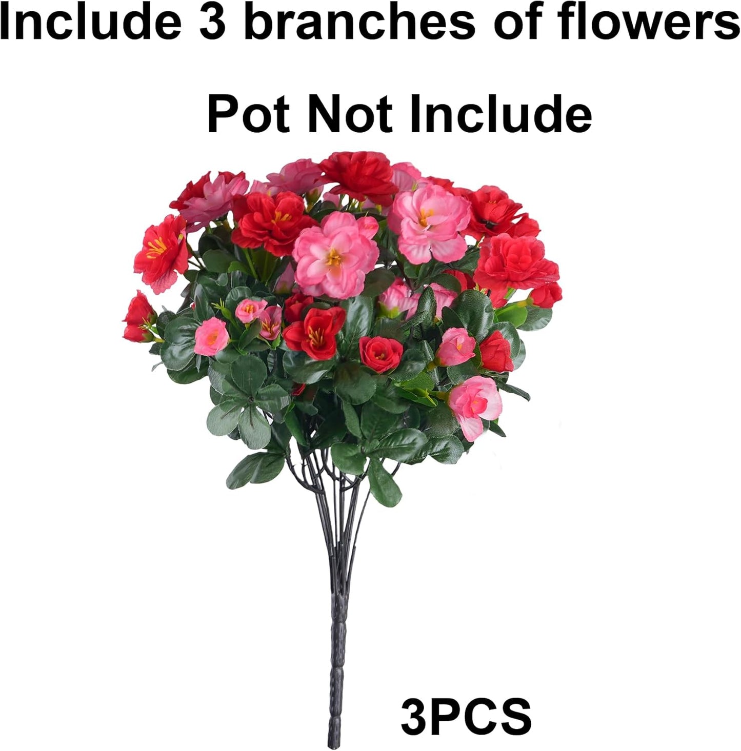 Ivydale Artificial Fake Flowers Plants for Outdoor Outside Spring Decor, Faux Silk Yellow Camellia UV Resistant Look Real for Planter Pot Porch Patio Balcony Garden Yard, 3 Large Bundles