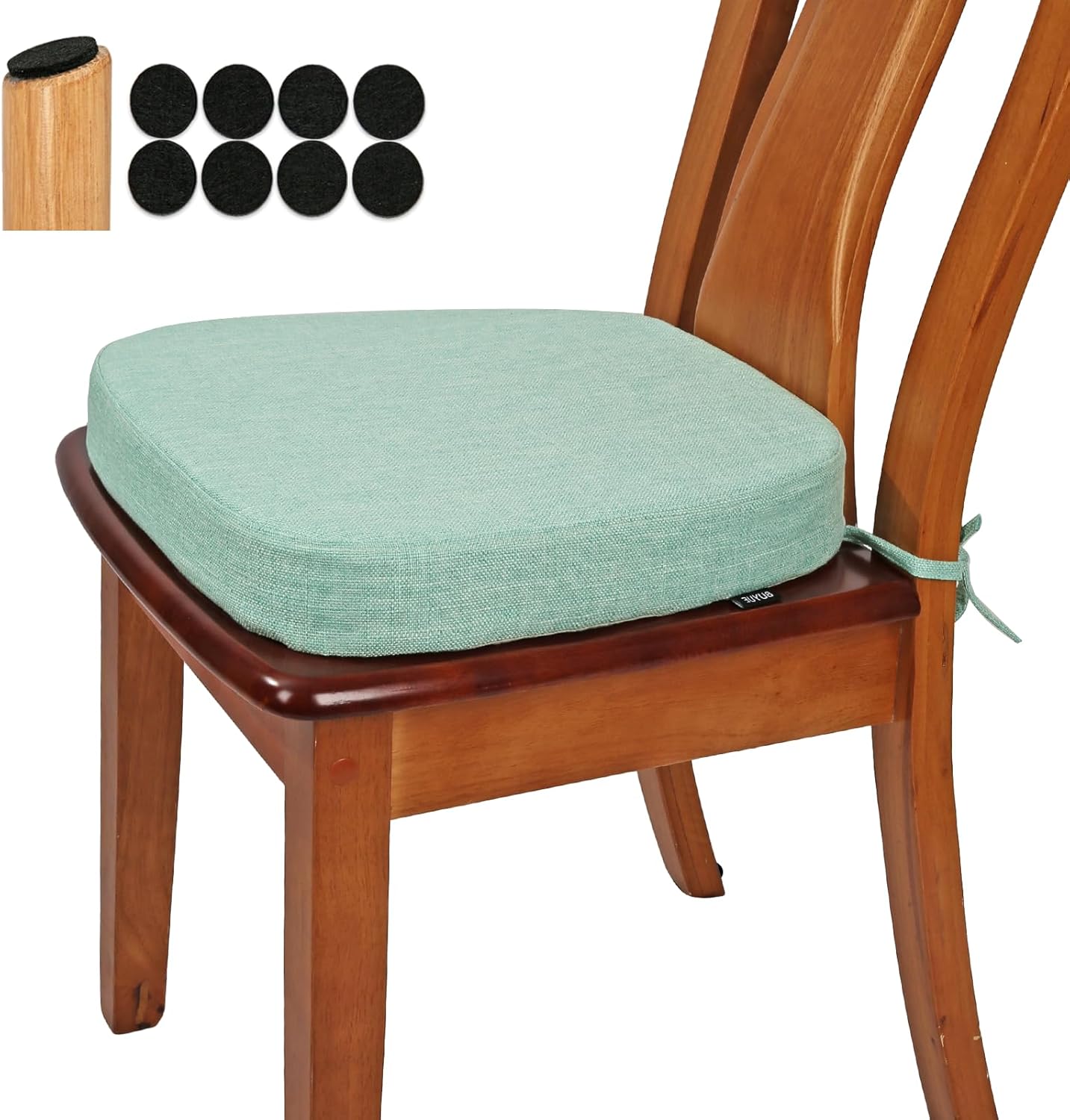 BUYUE Thickened 2.5" Friendly Woven Fabric Dining Chair Cushion, U-Shape High Density Foam Comfortable Chair Pad for Kitchen, Slip Resistant Indoor Seat Cushion (1 Piece, Dark Gray)