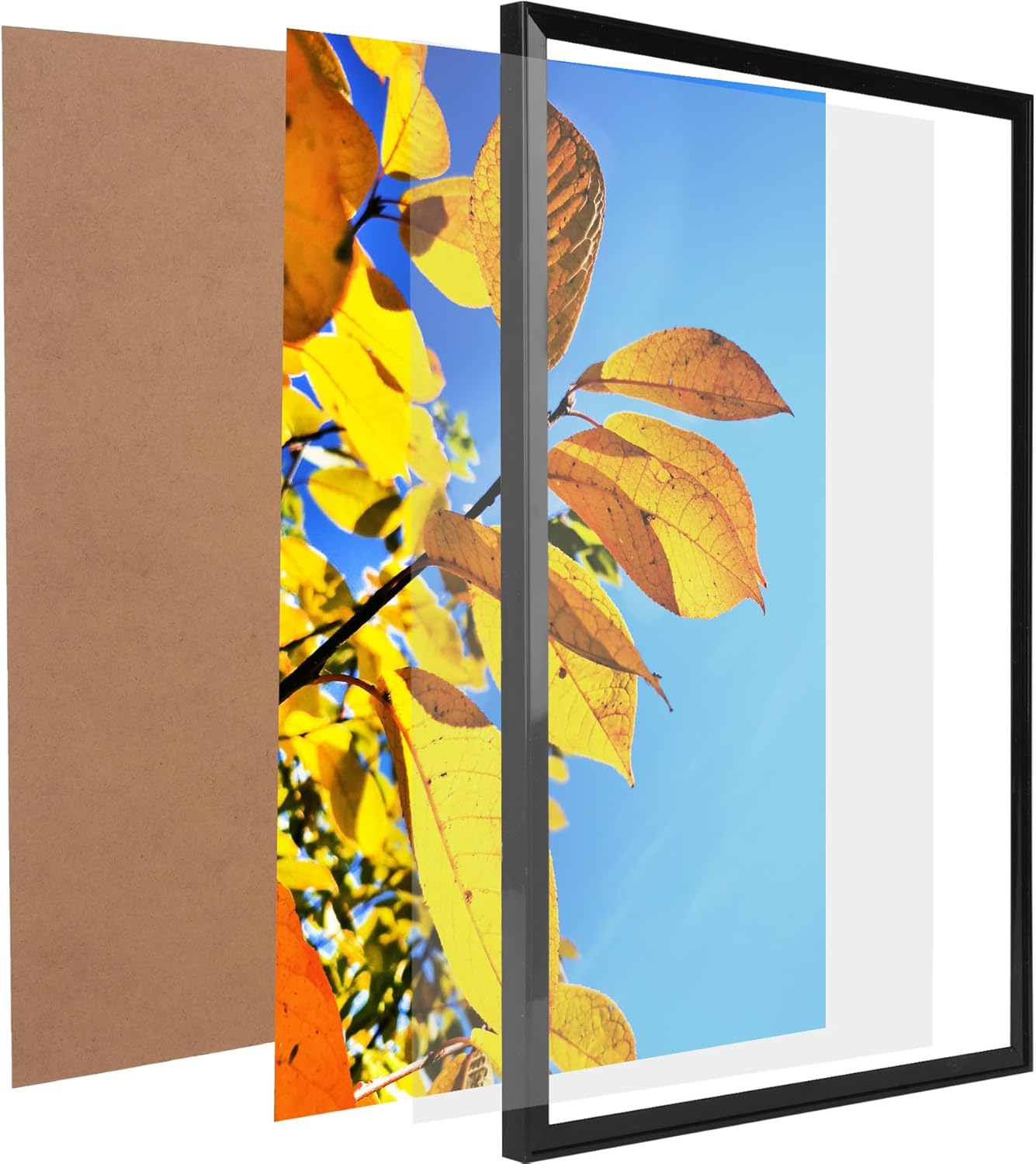 Aynoo Wood Floating Picture Frame 7x9, Table Top 8x10 7x9 6x8 Floating Frame Black Metal Modern Style Frame (PHSD),1Pack
