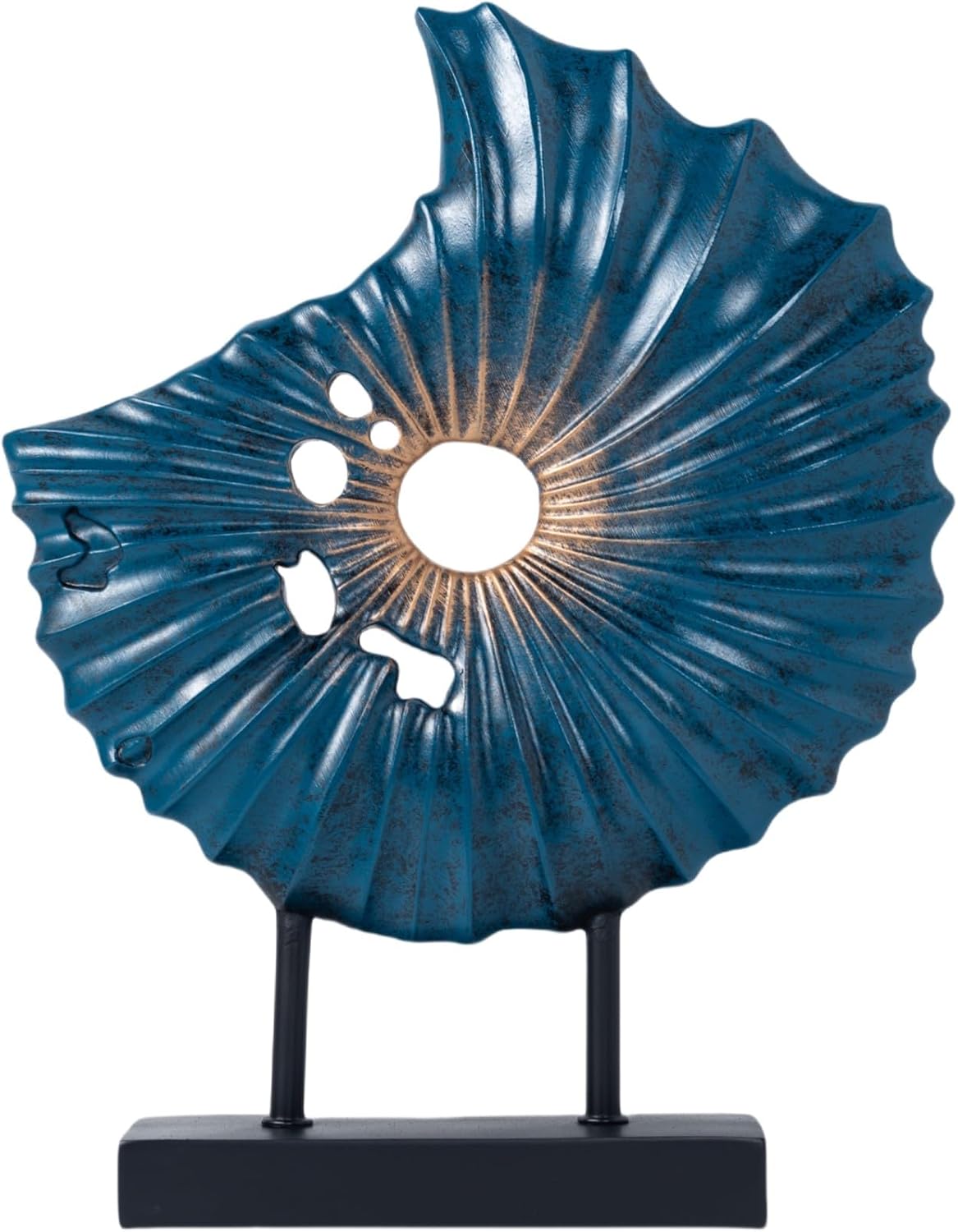 Unique Round Coin Sculpture Decorative Objects for Shelf Home Decor Accents, Modern Abstract Tabletop Decor Items for Living Room Fireplace Mantel, Above Cabinet (Black)