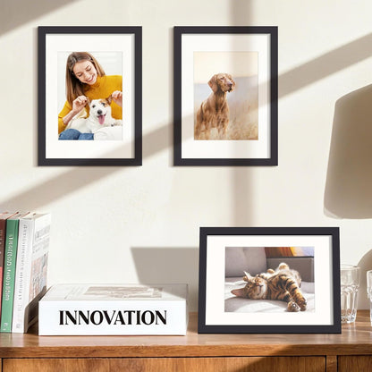 upsimples 8x10 Picture Frame, Display Pictures 5x7 with Mat or 8x10 Without Mat, Wall Hanging Photo Frame, Black, 1 Pack - Colors A
