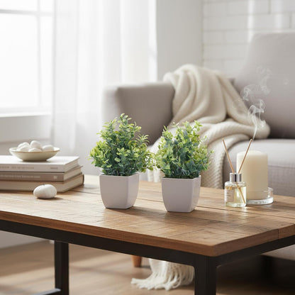CEWOR Fake Plants 2 Pack Mini Potted Plants Bathroom Accessories Small Artificial Greenery Decorations for Bathroom Office Home Room Kitchen Table Indoor
