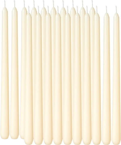 Viyffo Taper Candles, 12 Inch, 12 Pack, Brown – Unscented, Smokeless Design, Up to 8-Hour Burn – Tall Candlesticks for Table Decor, Weddings & Dinners
