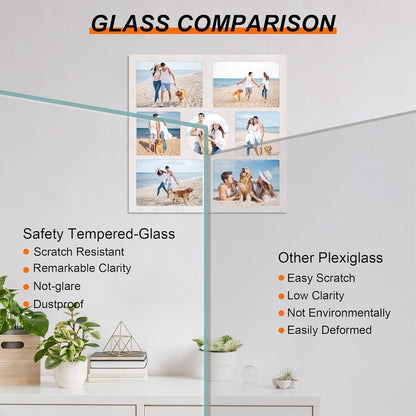 YESKAY 4x6 Picture Frame Collage for Wall Decor, Multiple Photo Collage Frames with Tempered Glass, 7-Opening for 4 x 6 Picture Frames, Rustic Brown, 1 Pack