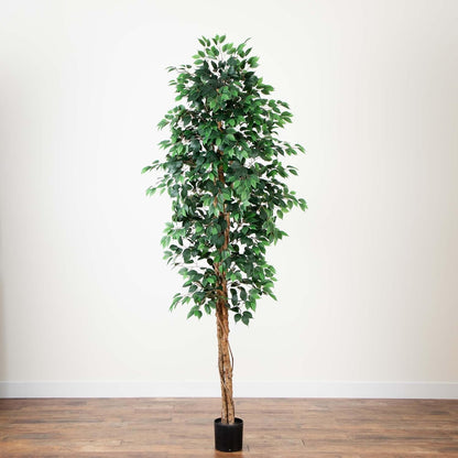 Nearly Natural 4ft Triple Trunk Ficus Silk Tree with Natural Wood Trunks and Dense Foliage, Mid-Size Faux Floor Plant for Home and Office