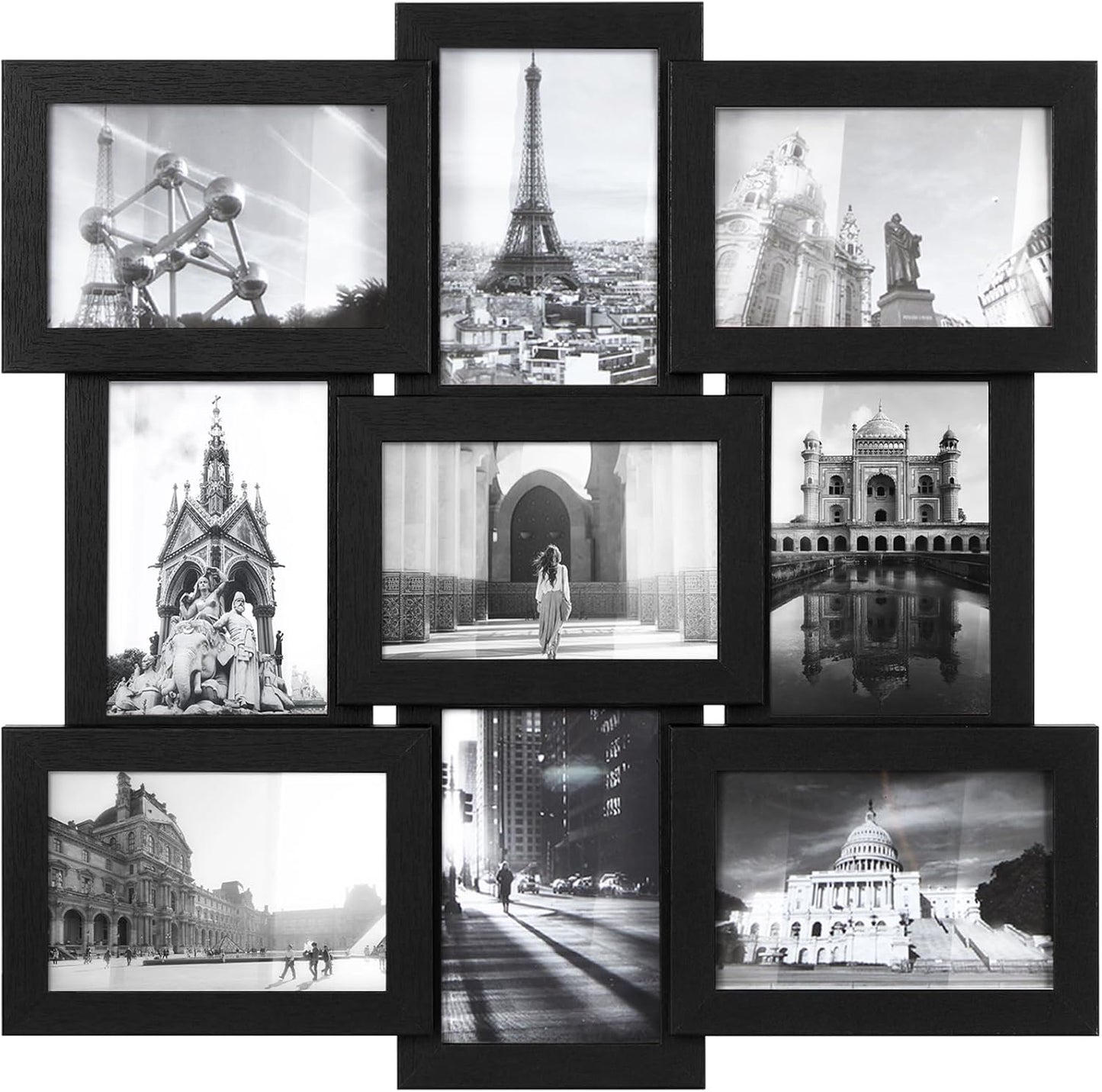 SONGMICS 4x6 Collage Picture Frames, 10-Pack Photo Collage Frame for Wall Decor, Glass Front, Assembly Required, Ink Black URPF20BK