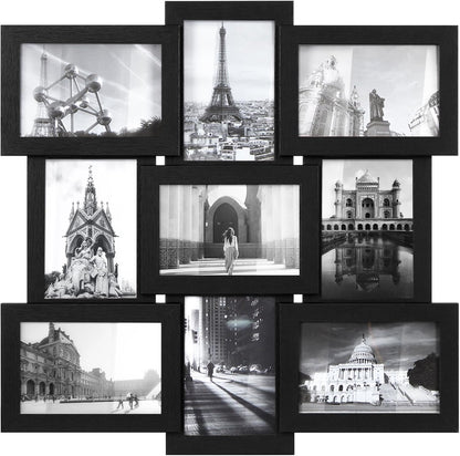 SONGMICS 4x6 Collage Picture Frames, 10-Pack Photo Collage Frame for Wall Decor, Glass Front, Assembly Required, Ink Black URPF20BK
