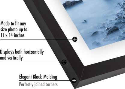 Americanflat 8.5x11 Floating Picture Frame with Polished Crystal-Clear Glass - Set of 2 - Use as 5x7 Frame or Display 4x6 Photo - Signature Float Collection - Photo Frames for Wall Display - Black