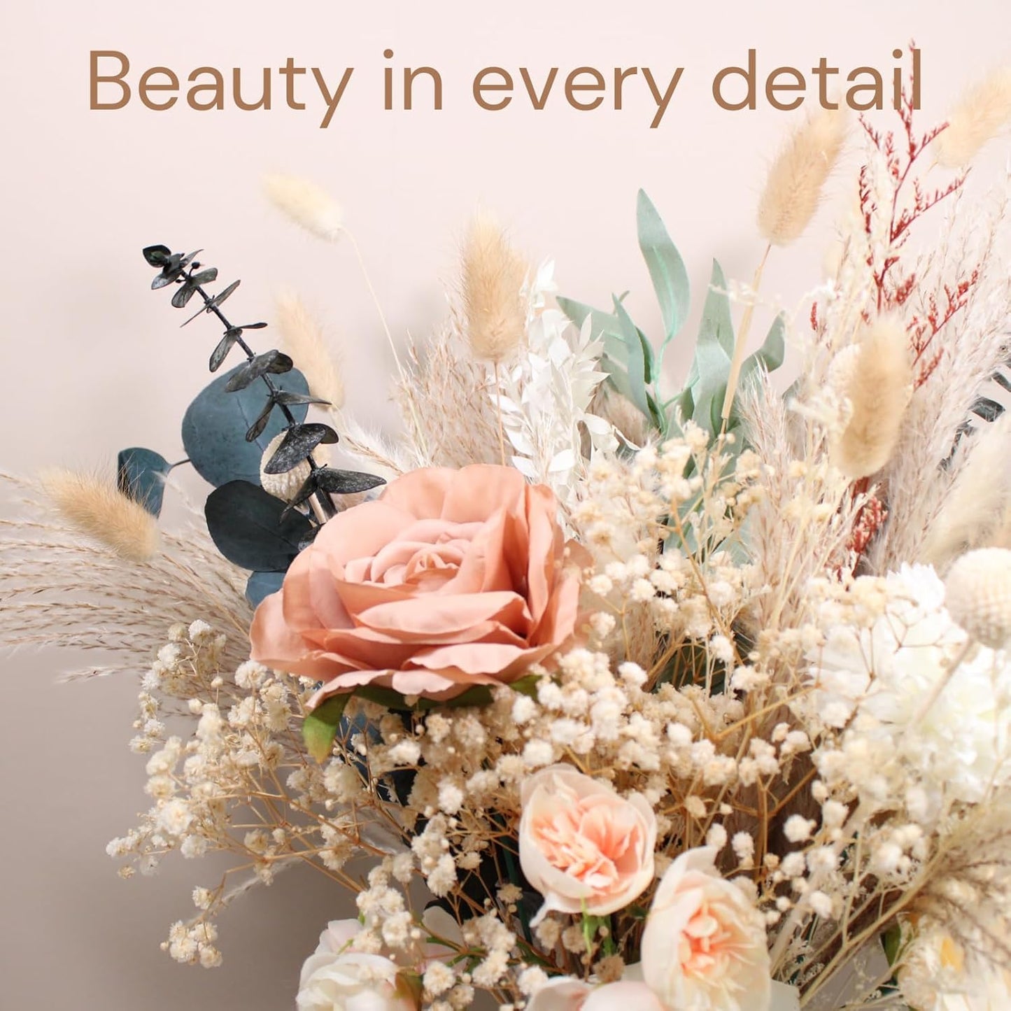 100pcs Artificial Flowers Arrangement With Vase Included, Dining Table Centerpiece Decorations, Fake Flowers in Vase, Dried Pampas Grass Floral Centerpieces, Coffee Table Decor, Centro de Mesa