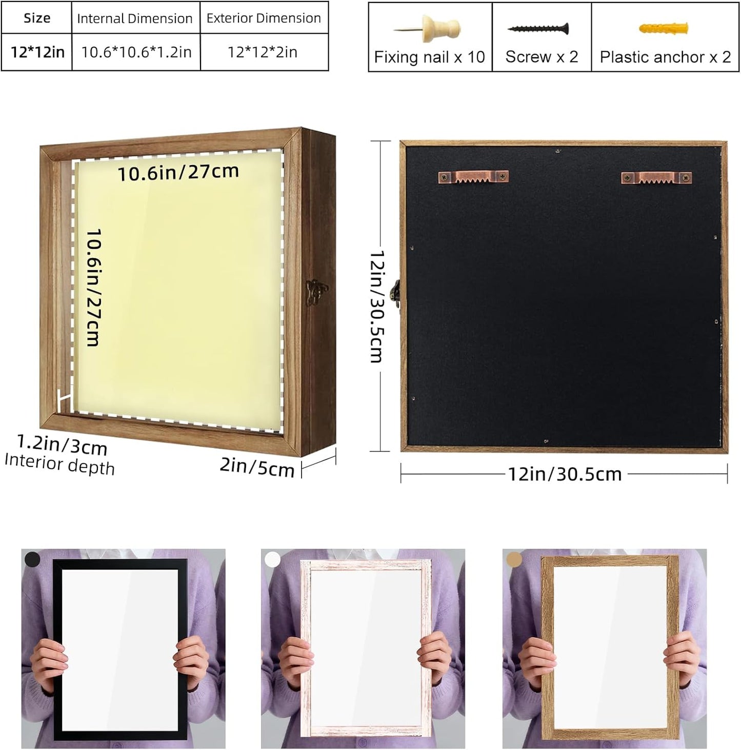 TJ.MOREE Shadow Box Frame 8 x 10 Shadowbox Display Case Picture Frame with Linen Back Memorabilia Bouquet Medals Military Photos Memory Box